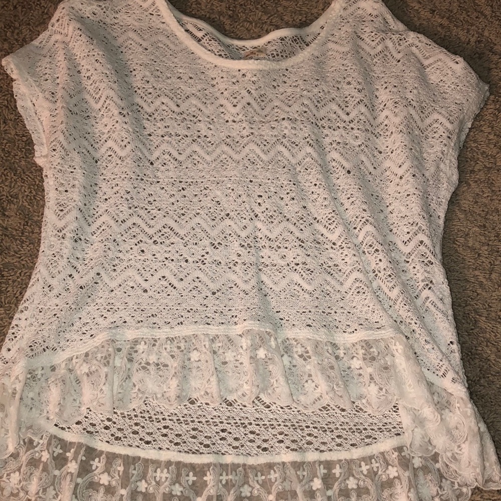 white lace shirt